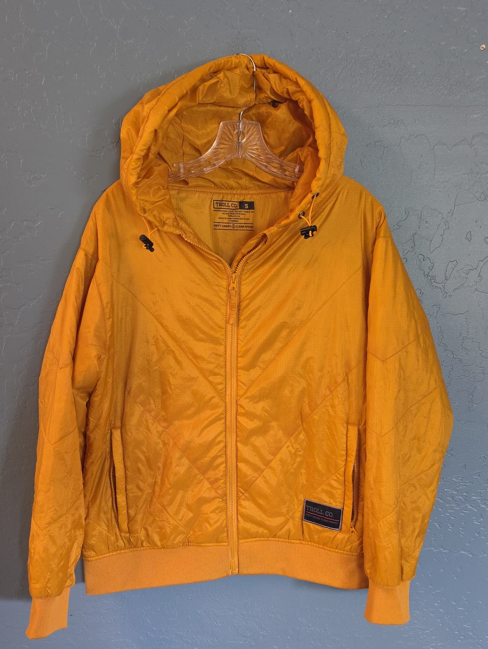 Troll Co. Men's Yellow Hooded Puffer Jacket